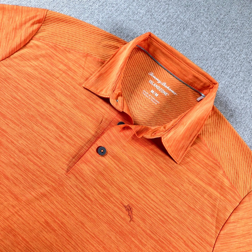 Tommy Bahama Island Zone Short Sleeve Orange Polo Shirt Men's M Polyester Golf - Picture 1 of 9